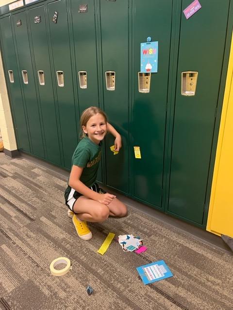 5th-grader Laney Rosenberry shows kindness by decorating a birthday locker